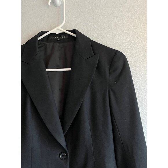 Theory Wool Etiennette Blazer Jacket One Button Black Size 4‎ - Picture 4 of 12